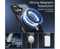 Jetech magnetinis dėklas, skirtas iphone 16 6.1 colio, suderinamas su magsafe, permatinis matinis plonas smūgiams atsparus telefono dėklas (juodas)