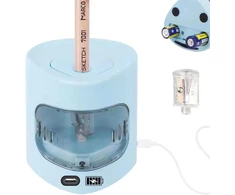 Jijicz elektrinis pieštukų drožtukas, 6-8 mm, maitinamas usb ir baterijomis, mažas drožtukas, elektrinis automatinis pieštukų drožtukas su konteineriu vaikams, menininkams, mokytojams, elektrinis pieštukų drožtukas, mėlynas