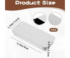 Jiyin 3 mažos metalinės dėžutės su slankiojančiu dangteliu, 8 x 3,4 x 1,2 cm, mažas metalinės dėžutės konteineris, stačiakampė dėžutė saldainiams, papuošalams, rankdarbiams, tabletėms, išgyvenimo rinkiniui