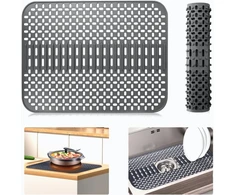 Joligaea silikoninis padėklas kriauklei, kriauklės apsauga, 43 x 32 cm, universalus silikonas, padėklas vaisiams ir daržovėms apsaugoti, plovimo kilimėlis stalo įrankiams laikyti ir džiovinti, atsparus karščiui ir neslystantis