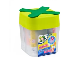 Jolly Super Tempera Boxx, Aquaboxx su 12 x 7,5 ml Super Tempera spalvų, mokykliniai dažai, vandens dėžutė su 4 skyreliais, guašo rinkinys, nepralaidus dizainas