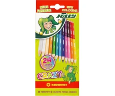 Jolly superstick crazy spalvinimo pieštukai, 24 spalvos su 12 spalvinimo pieštukų, atsparūs vaikams ir dūžiams, netoksiški, ypač storas šerdelė, 12 pieštukų kartoninėje dėžutėje (2 vnt. pakuotė)