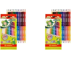 Jolly superstick crazy spalvinimo pieštukai, 24 spalvos su 12 spalvinimo pieštukų, atsparūs vaikams ir dūžiams, netoksiški, ypač storas šerdelė, 12 pieštukų kartoninėje dėžutėje (2 vnt. pakuotė)