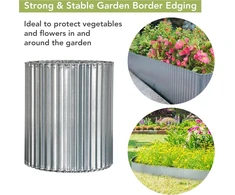 Joneshousedeco 6m galvanizuotas metalinis sodo vejos bortelių rulonas, skirtas sodo augalų apvadams, banguotas, H15cm