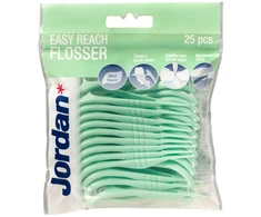 Dantų šepetėlis Jordan Easy Reach Dantų siūlas su laikikliu 25 vnt.