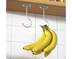 Josmimic, 2 vnt., lipnūs bananų kabliukai po spintele - sulankstomas bananų laikiklis su magnetais, virtuvės kabliukai pakabinimui, vietą taupantis ir apkrovos talpa iki 6kg, išlaiko bananus šviežius, sidabrinis