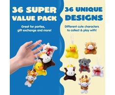 Joyin 36 dalių mini pliušinių žaislų rinkinys vaikams (po 7,62 cm), mini pliušiniai žaislai, smulkūs pliušiniai gyvūnai vakarėlių maišeliams, vaikų gimtadieniui, smulkios dovanėlės vaikams, mini minkšti žaislai berniukams ir mergaitėms