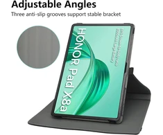 Jrtal dėklas, suderinamas su Honor Pad X8a, 360° besisukantis dėklas iš dirbtinės odos, skirtas Honor Pad X8a 11 colių planšetiniam kompiuteriui (netinka kitiems modeliams) - juodas