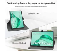 Jrtal dėklas, suderinamas su Honor Pad X8a, 360° besisukantis dėklas iš dirbtinės odos, skirtas Honor Pad X8a 11 colių planšetiniam kompiuteriui (netinka kitiems modeliams) - juodas