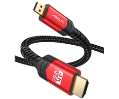 Jsaux 4k micro hdmi į hdmi kabelis 3m, micro hdmi į standartinį hdmi kabelį pintas palaiko 4k 60hz hdr 3d arc 18gbps suderinamas su sony a6000 a6300 kamera ir daugiau (raudonas)