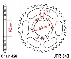 Jt galinė žvaigždutė 843 48 Yamaha dt 80lc '83-84, dt 125 lc sr 125 '80-'94
