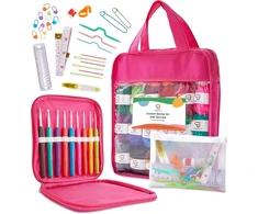 Jumblcrafts nėrimo rinkinys pradedantiesiems: aukščiausios kokybės rinkinį sudaro 24 akrilo siūlų kamuoliukai, 9 nėrimo vąšeliai, 6 audimo adatos ir dar daugiau – nėrimo rinkinys pradedantiesiems ir ekspertams
