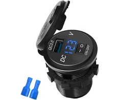 Junbyuhu Usb automobilinis lizdas, greitas įkrovimas Qc 3.0 motociklo valties automobilinis Usb įkroviklis Led voltmetras atsparus vandeniui su įjungimo/išjungimo jungikliu skirtas jūrų valčiai motociklui Atv sunkvežimiui Rv