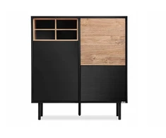 Juoda komoda Loft 150 ąžuolas antracitas Lofty Konsimo