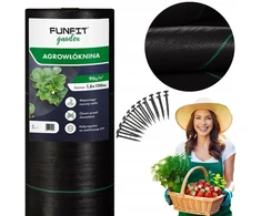 Juoda sodo agroplėvelė 1.6x100m 90g/m² mulčiavimo plėvelė nuo piktžolių smeigtukai x50