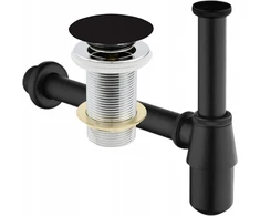 Juodas metalinis praustuvo sifonas 1"1/4 x 32 mm + Juodas Click-clack kamštis