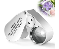 Juoifip Juvelyro didinamasis stiklas su šviesa, 40 x kišeninis metalinis sulankstomas didinamasis stiklas su Led/uv šviesa smulkiems darbams, juvelyrikai, monetoms, akmenims, pašto ženklams