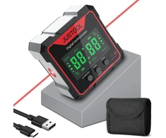 Justool skaitmeninis lcd transportuotojas inklinometras lazerinis kampo matavimo prietaisas gulsčiukas ip54 atsparus vandeniui lygio dėžutė 4 pusių magnetinė niveliavimo dėžutė kampų matuoklis su type-c įkrovimo laidu