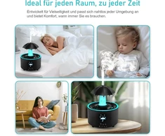 Justup Skėtinis Drėkintuvas, Besisukantis Skėtinis Drėkintuvas, 7 Spalvų Led Aromaterapinis Difuzorius, 300 ml Talpos Eterinių Aliejų Drėkintuvas su Nuotoliniu Valdymu (juodas)