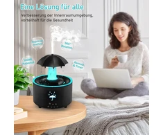Justup Skėtinis Drėkintuvas, Besisukantis Skėtinis Drėkintuvas, 7 Spalvų Led Aromaterapinis Difuzorius, 300 ml Talpos Eterinių Aliejų Drėkintuvas su Nuotoliniu Valdymu (juodas)