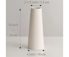 Juzai kreminės baltos spalvos keraminė vaza stalo dekoravimui, modernios gėlių vazos namų svetainei, sodybai, valgomojo stalui, biuro dekorui - 25 cm