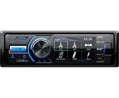 Automagnetola Jvc Automobilinis Usb radijas su Bluetooth ir 3 colių Tft spalvotu ekranu (atbulinės eigos kameros įvestis, Aux įvestis, Mp3, Wma, Flac, Dsp 4 x 45 W), Dab+/usb/bt, juodas