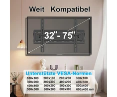 Jxmtspw tv sieninis laikiklis pakreipiamas laikiklis, skirtas 32–75 colių televizoriams lcd led plokščias ir lenktas tv laikiklis, išlaiko iki 70 kg, maks. vesa 600 x 400 mm, pakreipiamas tv sieninis laikiklis lengvas montavimas