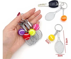 Jzk 6 x mini metalinis teniso raketės raktų pakabukas su teniso kamuoliuku, wimbeldono teniso tema, dovana teniso gerbėjui, teniso vakarėlio dovanėlės, dekoracijos, sporto žaidimai