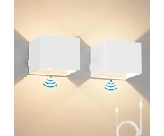 K-bright sieninis šviestuvas su baterijomis ir judesio jutikliu, led sieninis šviestuvas su baterijomis, valdomas jungikliu, 5 W, įkraunamas per usb, magnetinis koridoriaus šviestuvas miegamajam, svetainei, laiptams (baltas)