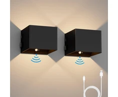 K-bright sieninis šviestuvas su judesio davikliu, Led, maitinamas baterijomis, su jungikliu, 5 W, įkraunamas Usb, magnetinis koridoriaus šviestuvas miegamajam, svetainei, laiptams (juodas)