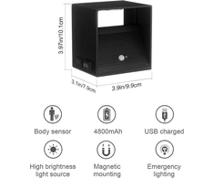 K-bright sieninis šviestuvas su judesio davikliu, Led, maitinamas baterijomis, su jungikliu, 5 W, įkraunamas Usb, magnetinis koridoriaus šviestuvas miegamajam, svetainei, laiptams (juodas)