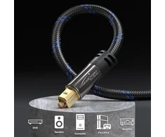Kabeldirekt Optinis Garso Kabelis Toslink 15m - Nailono Pynė
