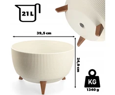 Kadax Gėlių vazonas ant kojelių, 40cm, kremas
