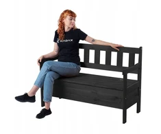 Kadax Medinė sodo suoliukas su atlošu ir dėže, 120cm, antracito