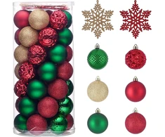 Kaheign 30 x kalėdiniai burbulai, 6 cm dideli nedūžtantys kalėdiniai burbulai kabinimui su 2 x 16 cm snaigių ornamentais kalėdinei eglutei, kalėdinio vakarėlio dekoracija