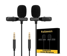 Kalawen atvartinis mikrofonas 2 daugiakryptis kondensatorinis atlapinis mikrofonas, skirtas 3,5 mm android išmaniesiems telefonams iphone, pc ir kameroms su dviem 2 m mikrofono ilginamaisiais laidais interviu vaizdo konferencijoms podcast'ams