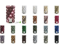 Kalėdinės dekoracijos, plastikiniai burbulai 6 cm x 37 vnt. rinkinys su ornamentais