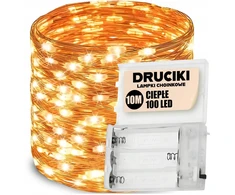 Kalėdinės lemputės vielutės 100 led ant baterijų šiltos baltos švieselės 10m