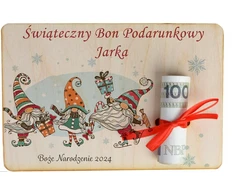 Kalėdinis dovanų čekis su graviravimu ir vieta pinigams