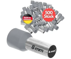 Kalitec Ae408gr izoliuotos vielos galinės movos 4,0 mm² 8 mm ilgio pilkos spalvos pagaminta Vokietijoje pramoninės kokybės pakuotė 500 vnt.