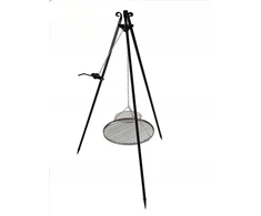 Kalviškas laužavietės tipo sodo grilis 60cm su rankena ir grotelėmis