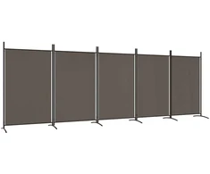 Kambario pertvara, 5 dalių, antracito, 433x180cm, audinys