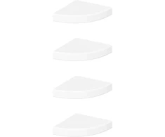Kampinės lentynos, 4 vnt., blizgios baltos, 25x25x3,8 cm, MDF