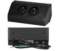 Kampinis baldinė rozetė su įžeminimu 2x2p+ž juoda virtuvė Or-gm-9005/b Orno