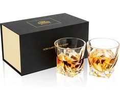 Kanars viskio stiklų rinkinys, krištoliniai stiklai be švino, viskio stiklas, graži dovanų dėžutė, 2 vienetai, 300 ml, aukštos kokybės