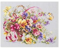 Kanvos rinkinys kryželiu siuvinėti Pansy Bouqet 21x15 cm
