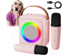 Karaoke rinkinys: Mikrofonas ir belaidis garsiakalbis, rožinis, Bluetooth