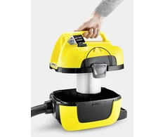 Kärcher universalus dulkių siurblys Wd 1 Compact Baterija (galia: 230 W, konteinerio talpa: 17 litrų, pūtimo funkcija, priedų laikymas, siurbimas nekeičiant filtro, kompaktiškas dizainas, be akumuliatoriaus)