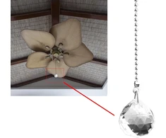 Ventiliatorius Kare &amp; Kind Krištolinio rutulio lubų ventiliatoriaus ir šviestuvo traukimo grandinėlės - 2 x Krištolinio rutulio traukimo grandinėlių rinkinys - Elegantiškas krištolinis rutulys su 1 m traukimo grandinėle