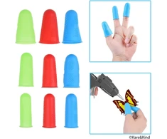 Kare &amp; Kind silikoniniai pirštų antgaliai karšto lydymo klijų pistoletui, skirti apsaugoti pirštus nuo karšto vaško, kanifolijos, dervos, medaus klijų, skirti scrapbooking'ui, siuvimui, 3 dydžių, mėlyni, raudoni, balti